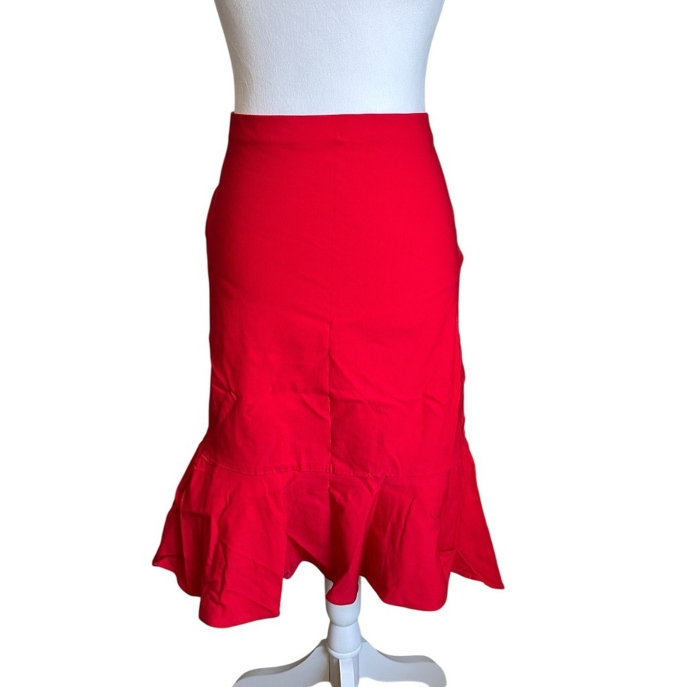 Alex & Olivia Elegant Red Ruffle Hem Elastic Waistband Skirt Size L